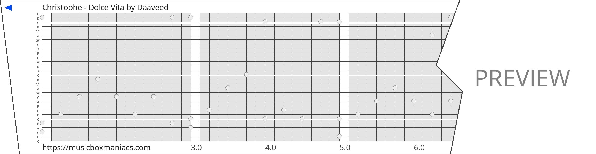 Christophe - Dolce Vita 30 note music box paper strip