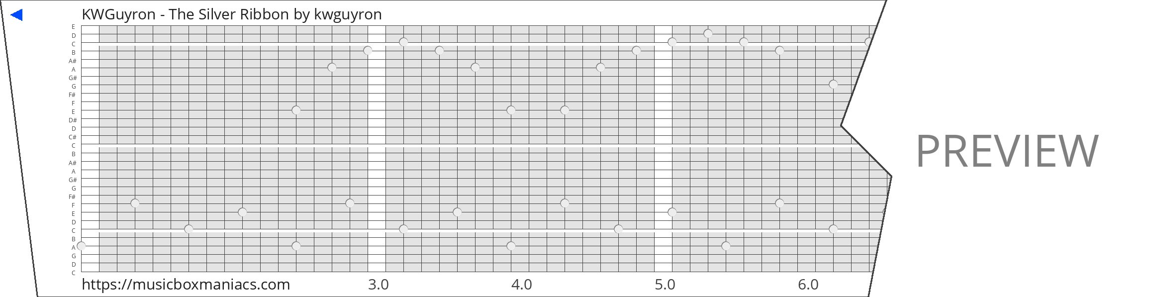 KWGuyron - The Silver Ribbon 30 note music box paper strip