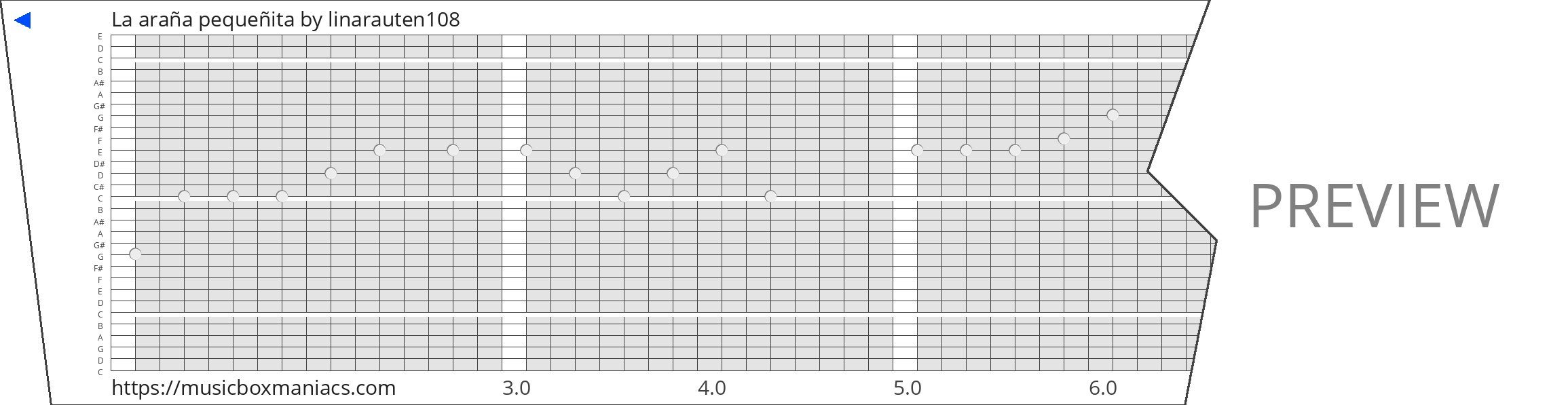 La araña pequeñita 30 note music box paper strip