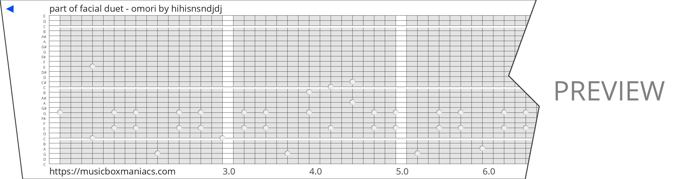 part of facial duet - omori 30 note music box paper strip