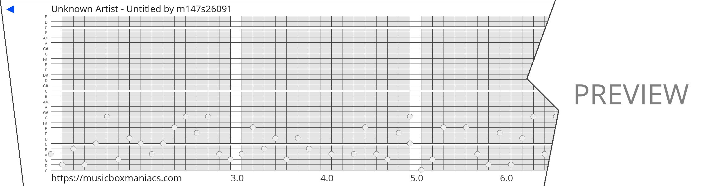 Unknown Artist - Untitled 30 note music box paper strip