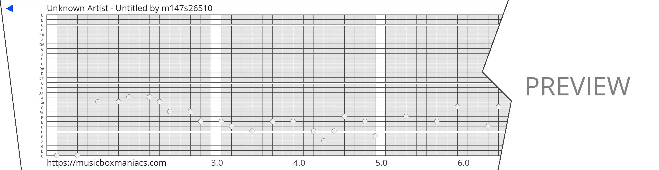 Unknown Artist - Untitled 30 note music box paper strip