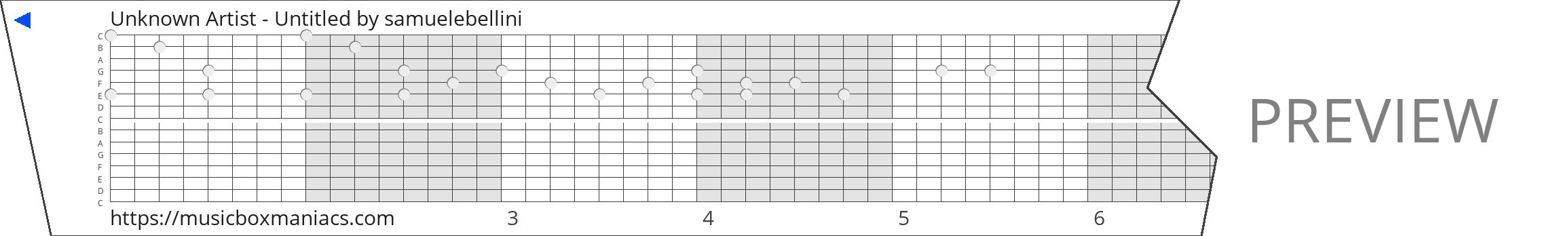 Unknown Artist - Untitled 15 note music box paper strip