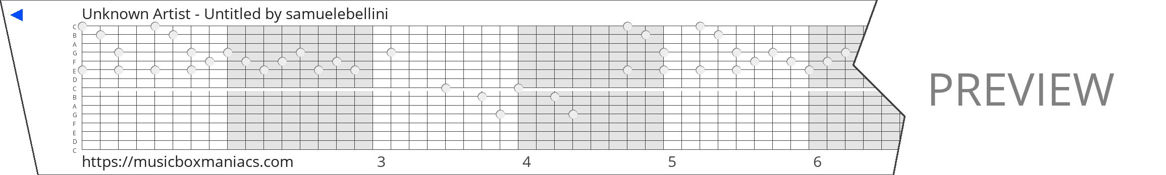 Unknown Artist - Untitled 15 note music box paper strip