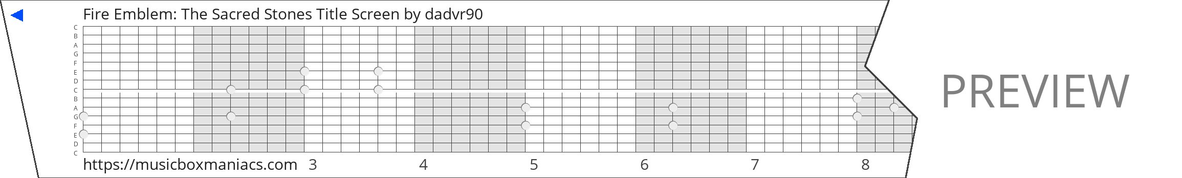 Fire Emblem: The Sacred Stones Title Screen 15 note music box paper strip