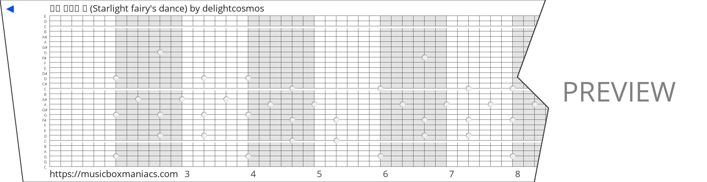 별빛 요정의 춤 (Starlight fairy's dance) 30 note music box paper strip