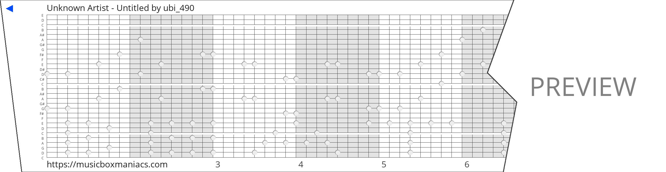 Unknown Artist - Untitled 30 note music box paper strip