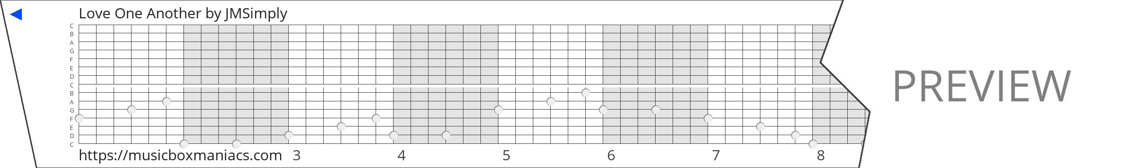 Love One Another 15 note music box paper strip
