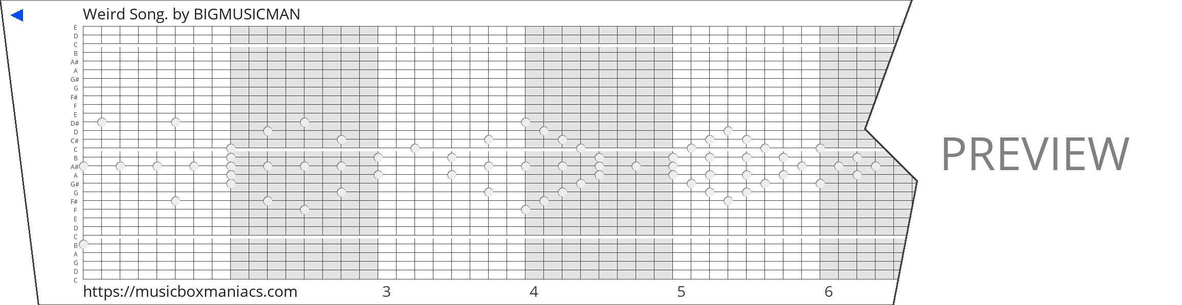 Weird Song. 30 note music box paper strip