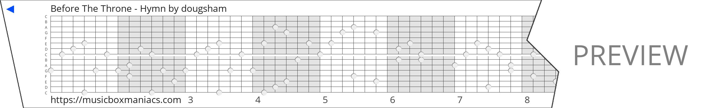 Before The Throne - Hymn 15 note music box paper strip