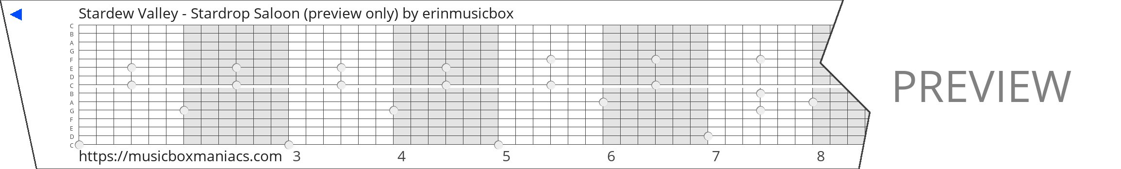 Stardew Valley - Stardrop Saloon (preview only) 15 note music box paper strip