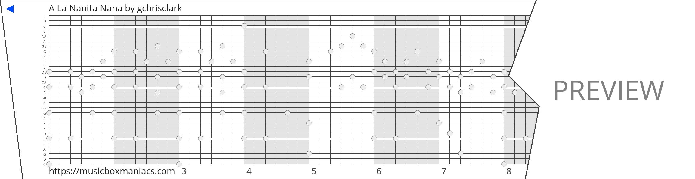 A La Nanita Nana 30 note music box paper strip