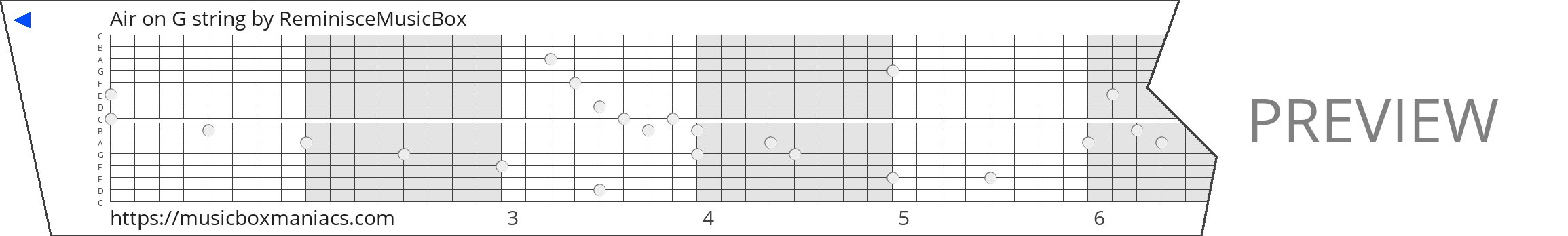 Air on G string 15 note music box paper strip