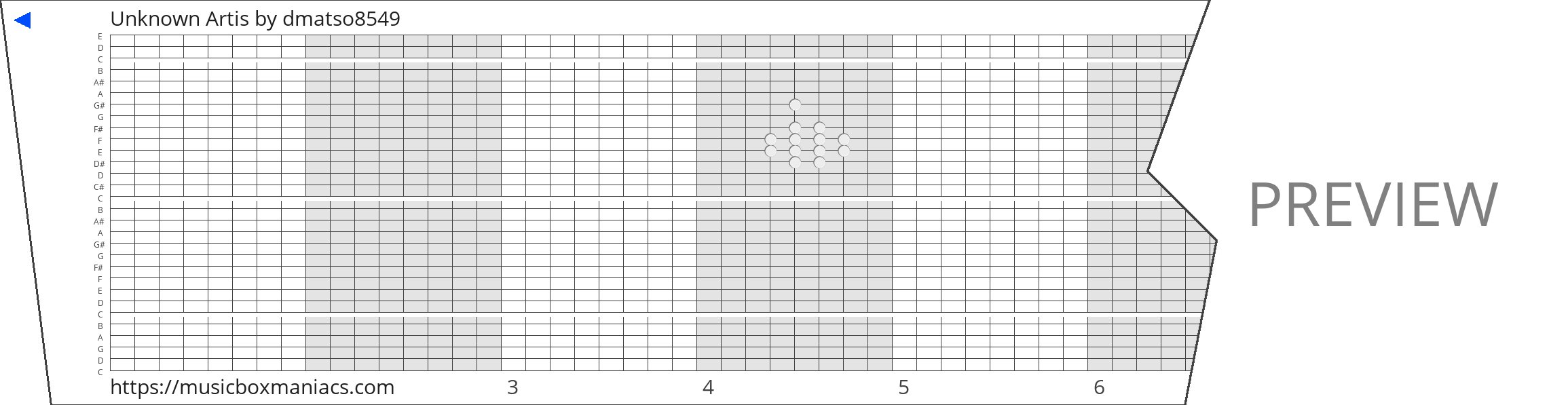 Unknown Artis 30 note music box paper strip