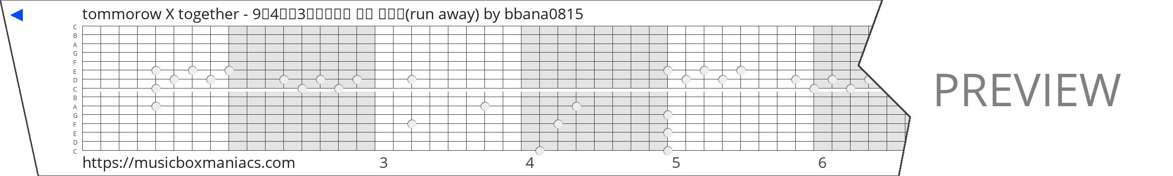 tommorow X together - 9와4분의3승강장에서 너를 기다려(run away) 15 note music box paper strip