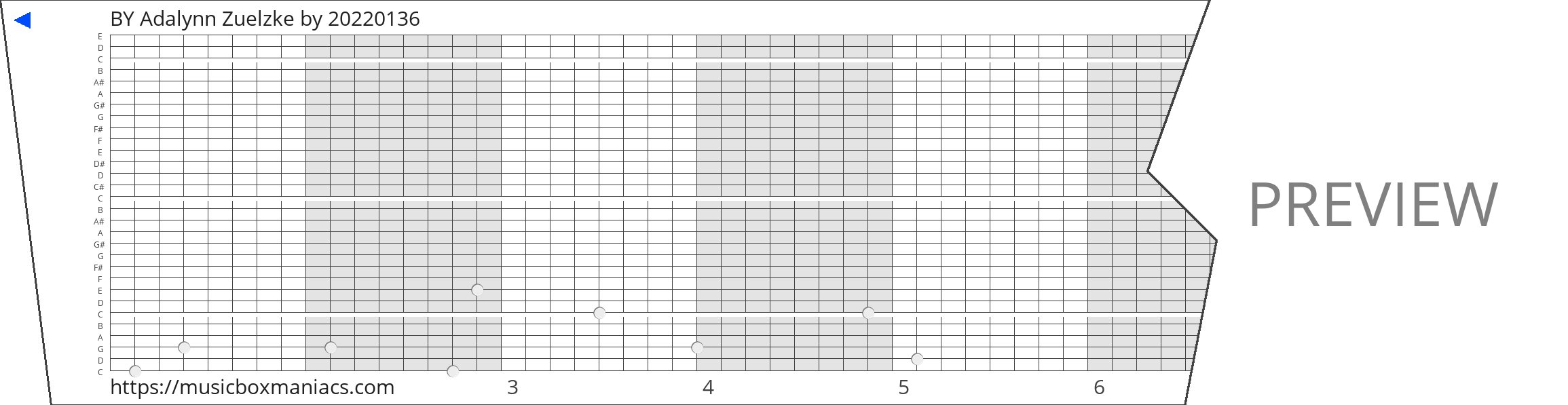 BY Adalynn Zuelzke 30 note music box paper strip