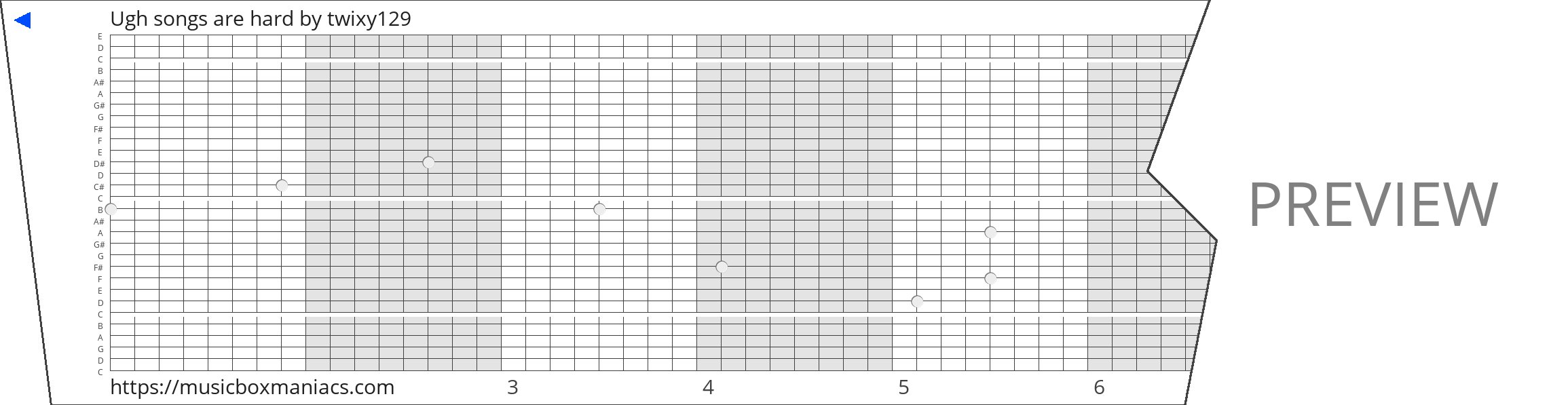 Ugh songs are hard 30 note music box paper strip