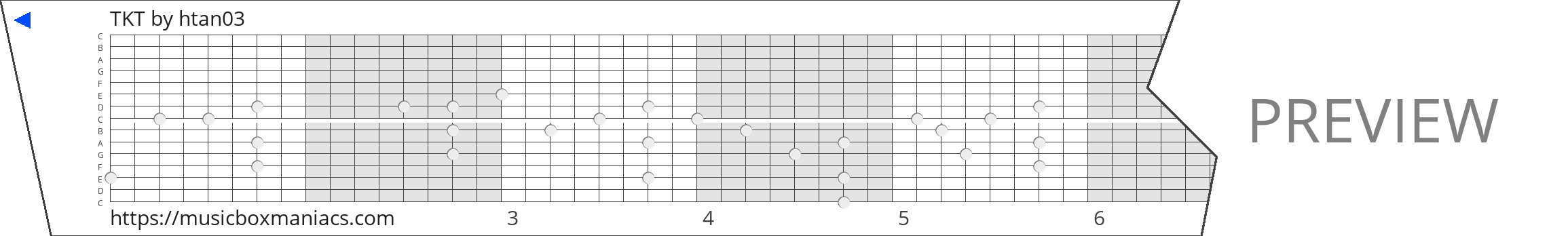 TKT 15 note music box paper strip