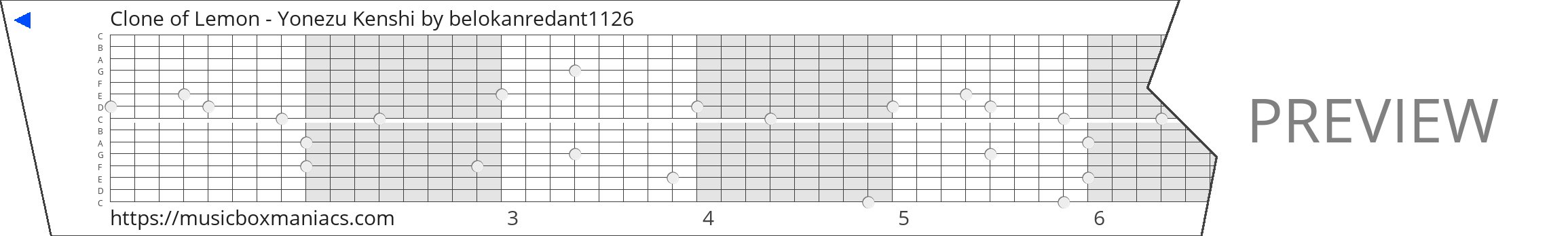 Clone of Lemon - Yonezu Kenshi 15 note music box paper strip