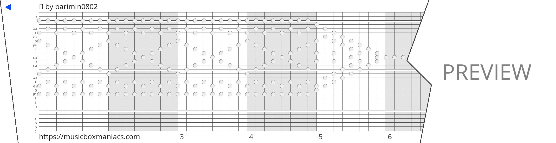 음 30 note music box paper strip