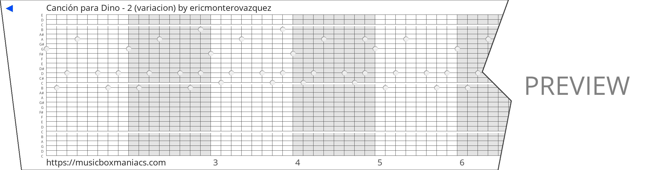 Canción para Dino - 2 (variacion) 30 note music box paper strip