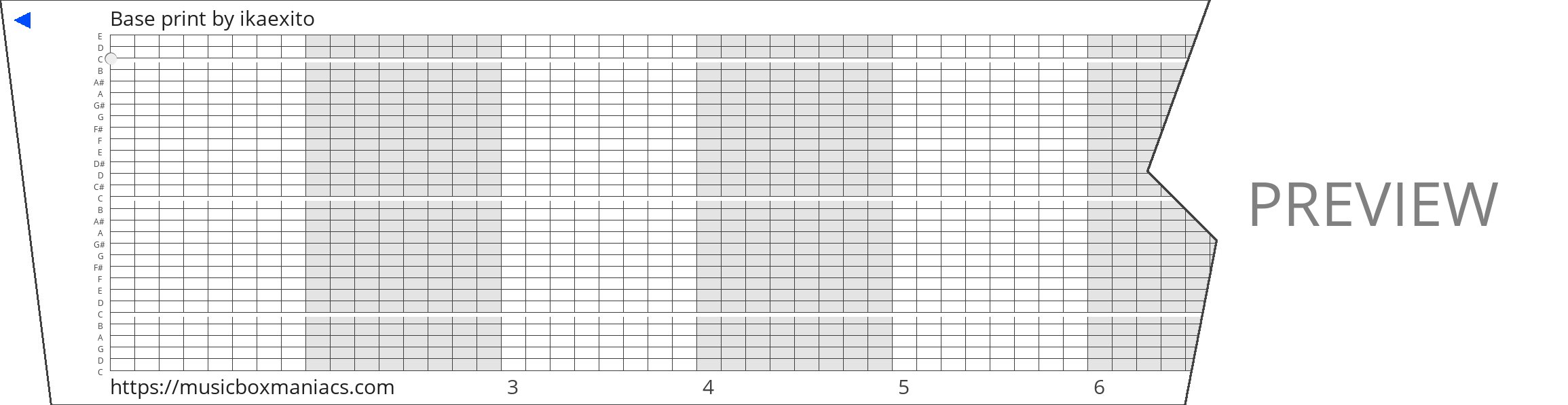 Base print 30 note music box paper strip