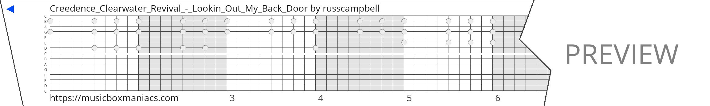 Creedence_Clearwater_Revival_-_Lookin_Out_My_Back_Door 15 note music box paper strip