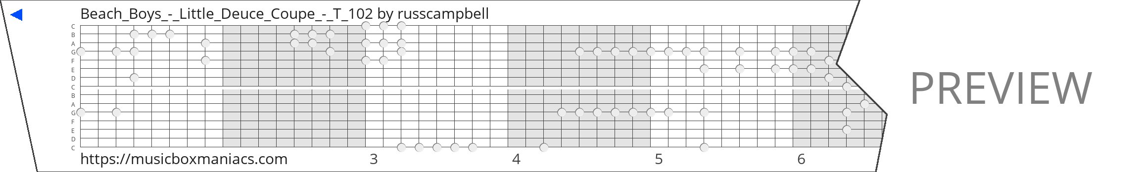 Beach_Boys_-_Little_Deuce_Coupe_-_T_102 15 note music box paper strip