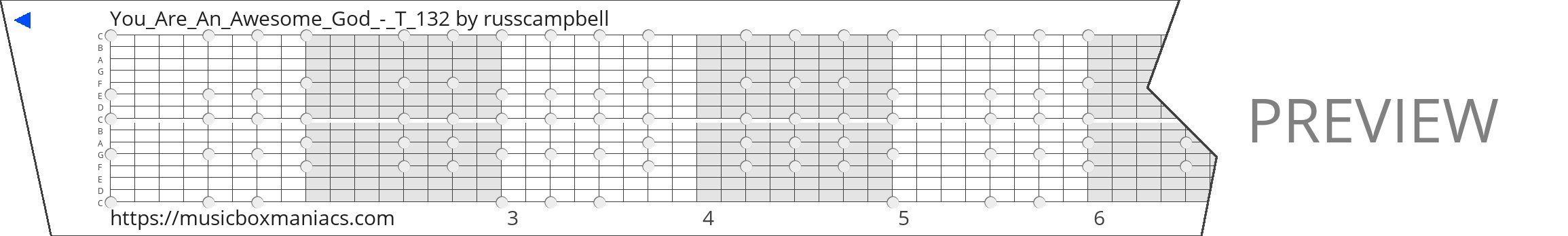 You_Are_An_Awesome_God_-_T_132 15 note music box paper strip