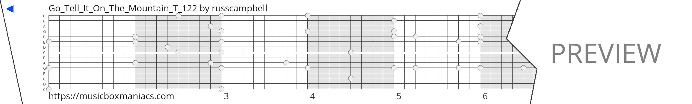 Go_Tell_It_On_The_Mountain_T_122 15 note music box paper strip