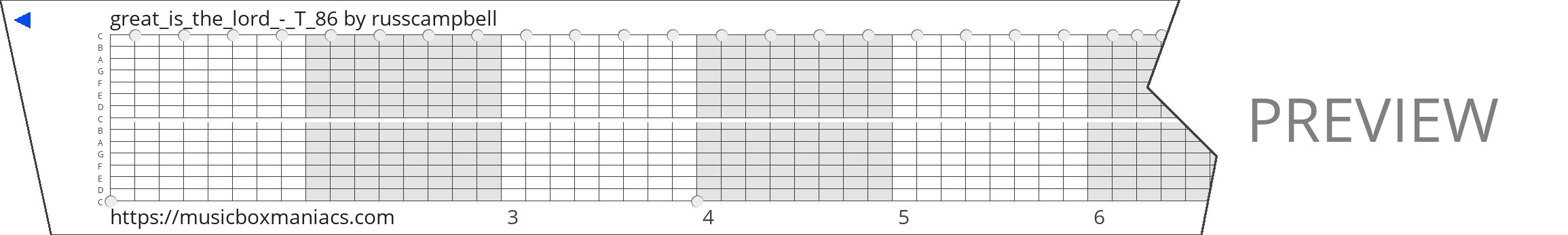 great_is_the_lord_-_T_86 15 note music box paper strip