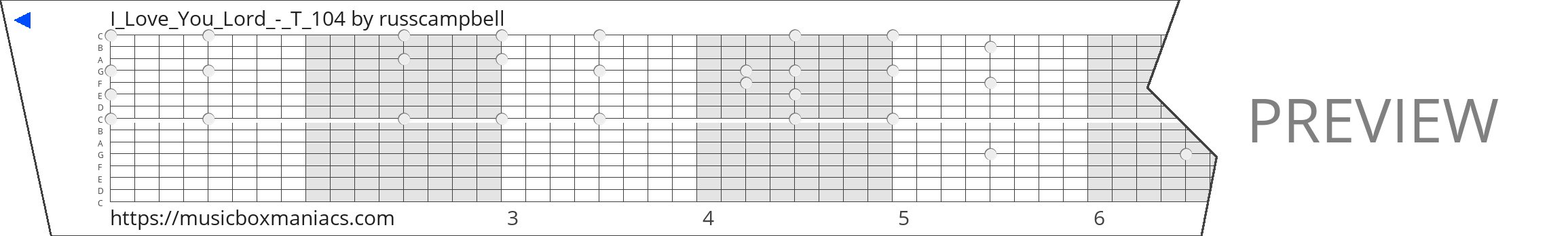 I_Love_You_Lord_-_T_104 15 note music box paper strip