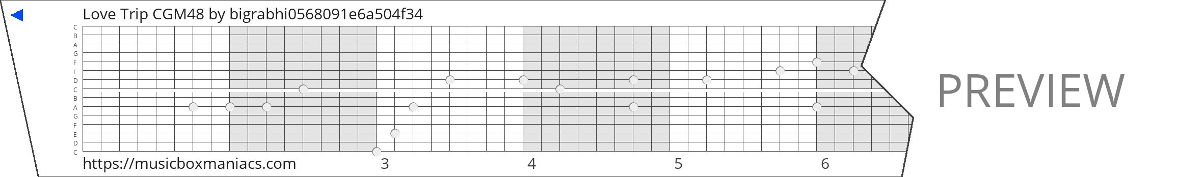 Love Trip CGM48 15 note music box paper strip