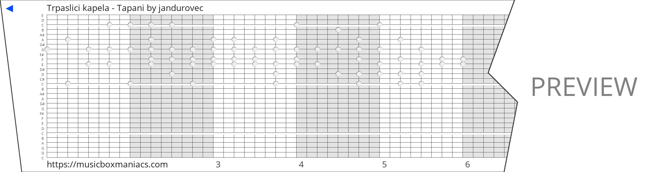 Trpaslici kapela - Tapani 30 note music box paper strip
