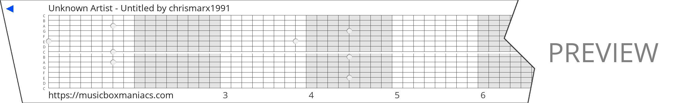 Unknown Artist - Untitled 15 note music box paper strip