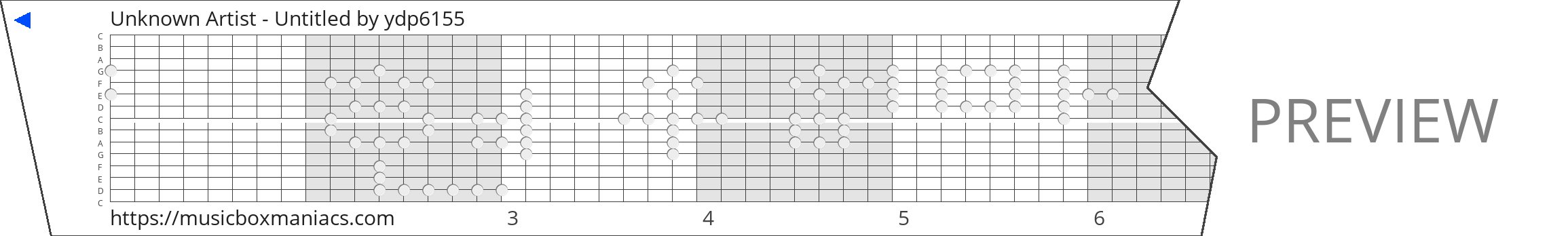 Unknown Artist - Untitled 15 note music box paper strip