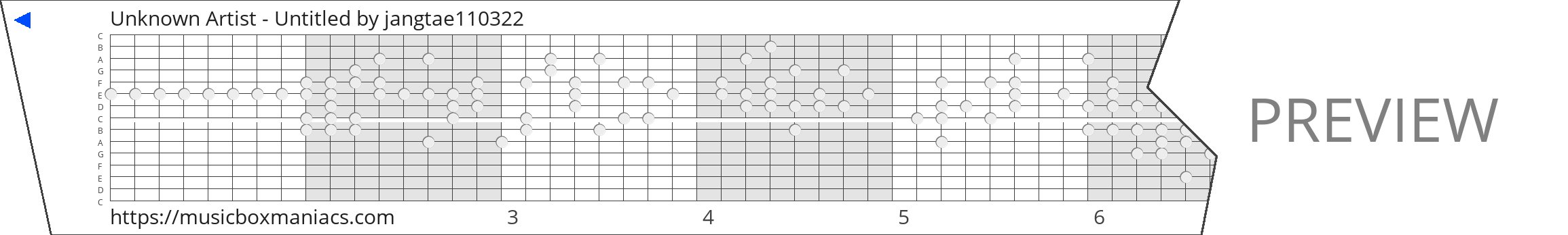 Unknown Artist - Untitled 15 note music box paper strip