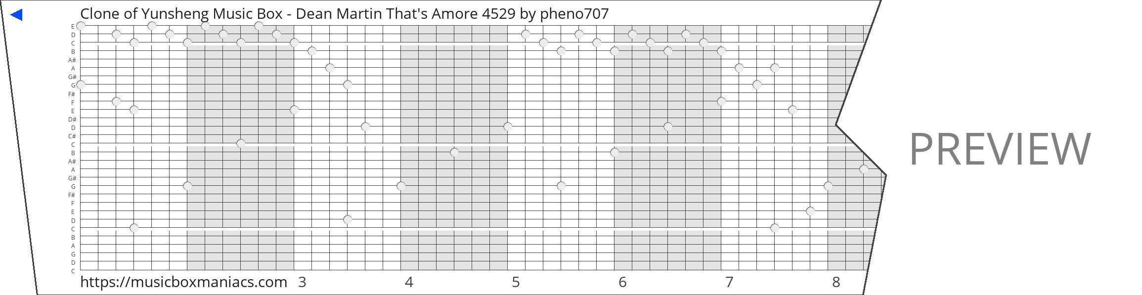 Clone of Yunsheng Music Box - Dean Martin That's Amore 4529 30 note music box paper strip