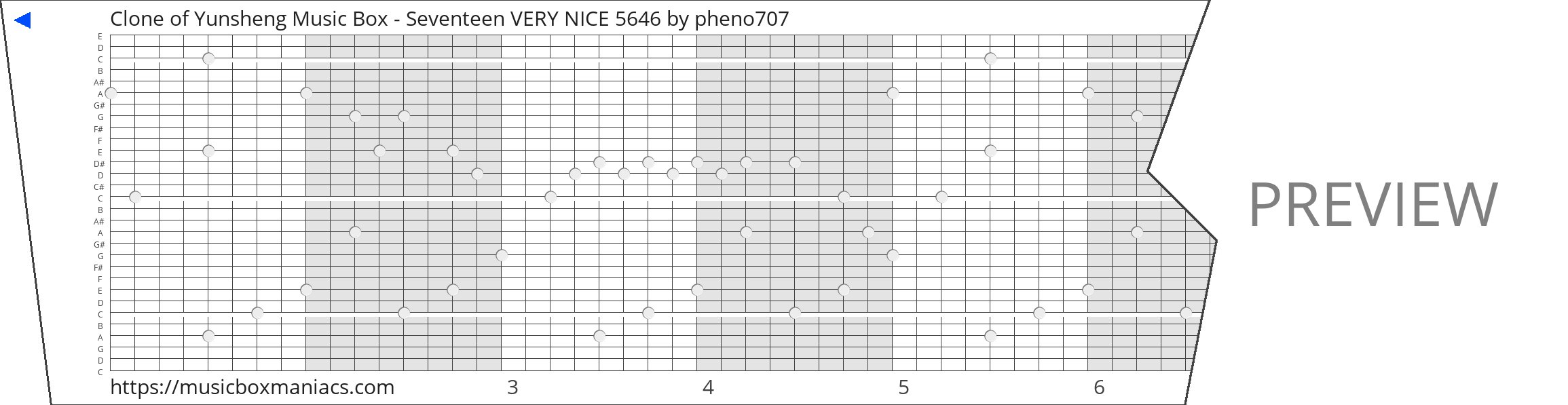 Clone of Yunsheng Music Box - Seventeen VERY NICE 5646 30 note music box paper strip