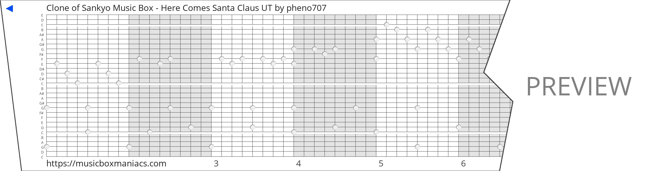 Clone of Sankyo Music Box - Here Comes Santa Claus UT 30 note music box paper strip