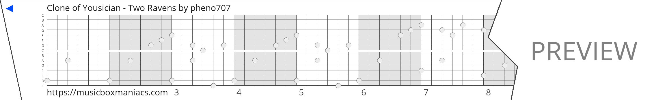 Clone of Yousician - Two Ravens 15 note music box paper strip