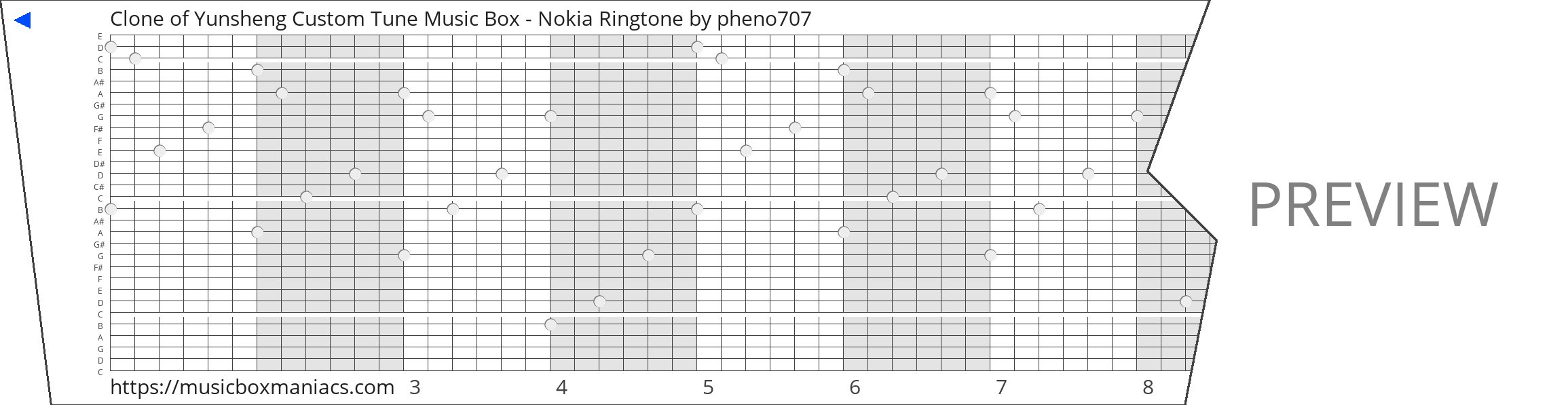 Clone of Yunsheng Custom Tune Music Box - Nokia Ringtone 30 note music box paper strip