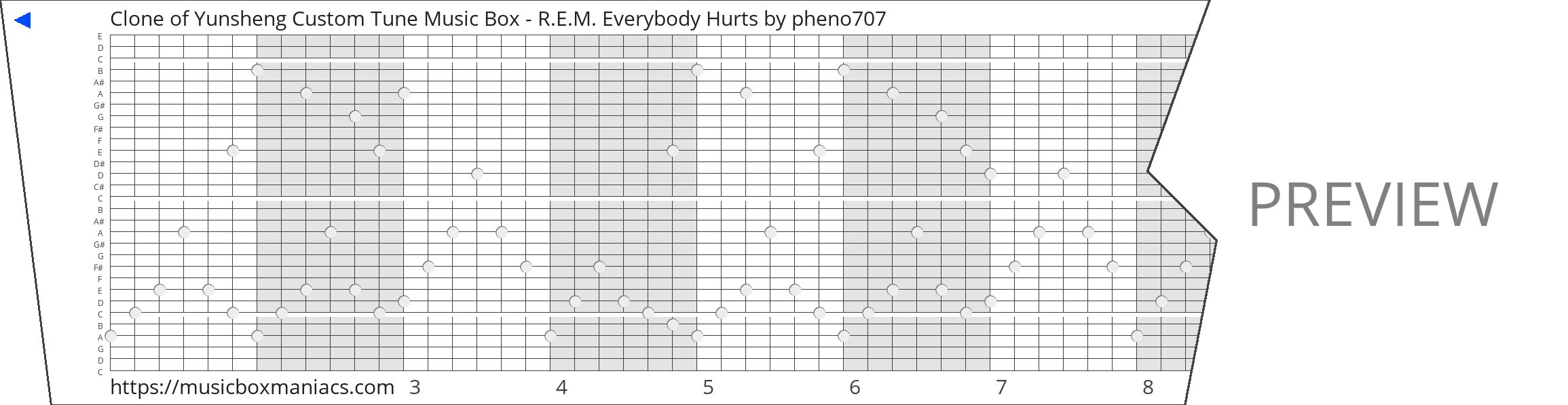 Clone of Yunsheng Custom Tune Music Box - R.E.M. Everybody Hurts 30 note music box paper strip