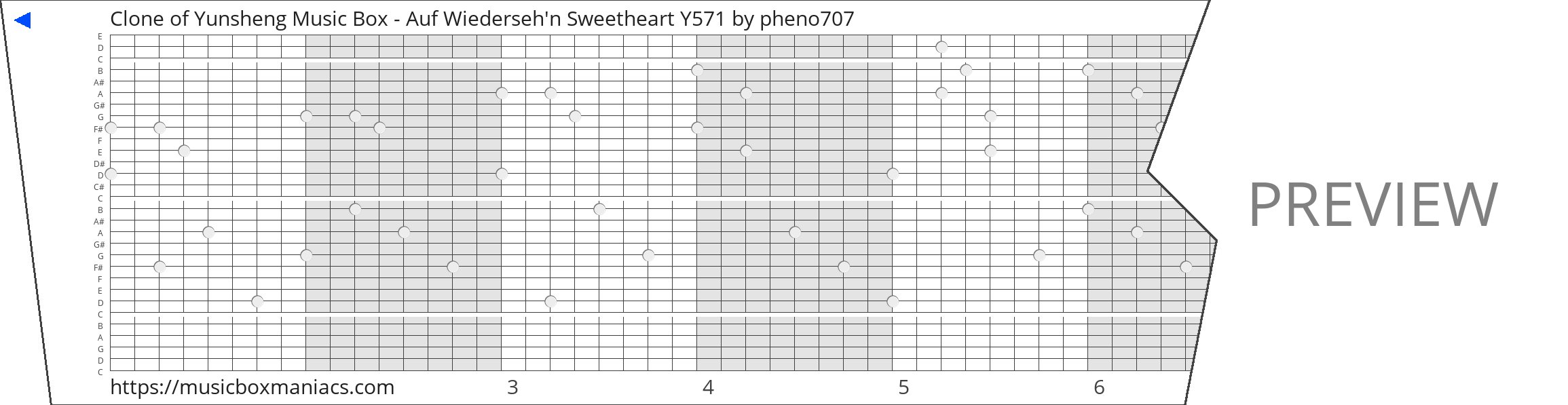 Clone of Yunsheng Music Box - Auf Wiederseh'n Sweetheart Y571 30 note music box paper strip