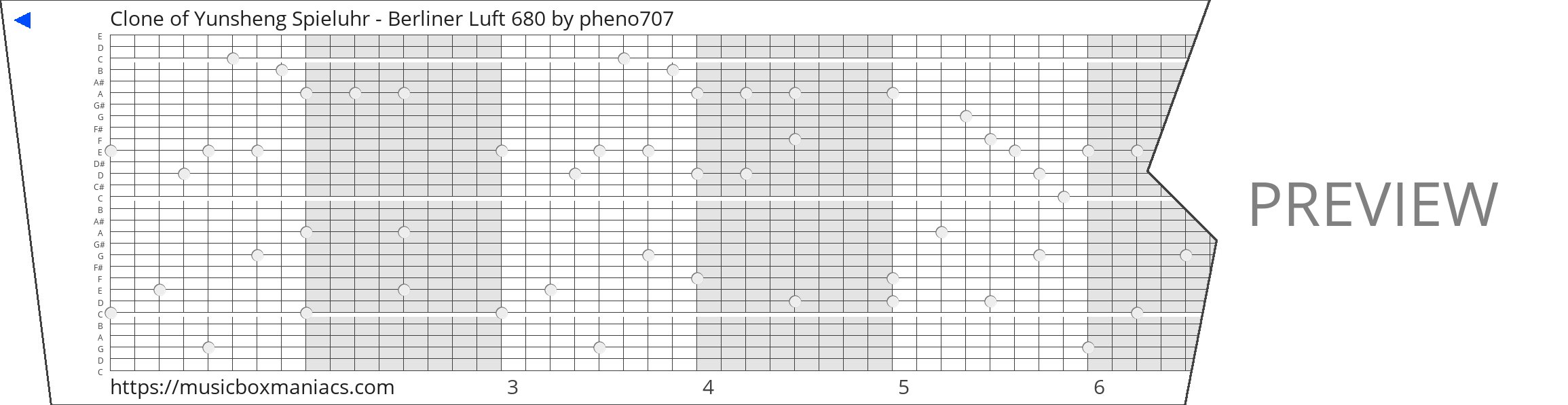 Clone of Yunsheng Spieluhr - Berliner Luft 680 30 note music box paper strip