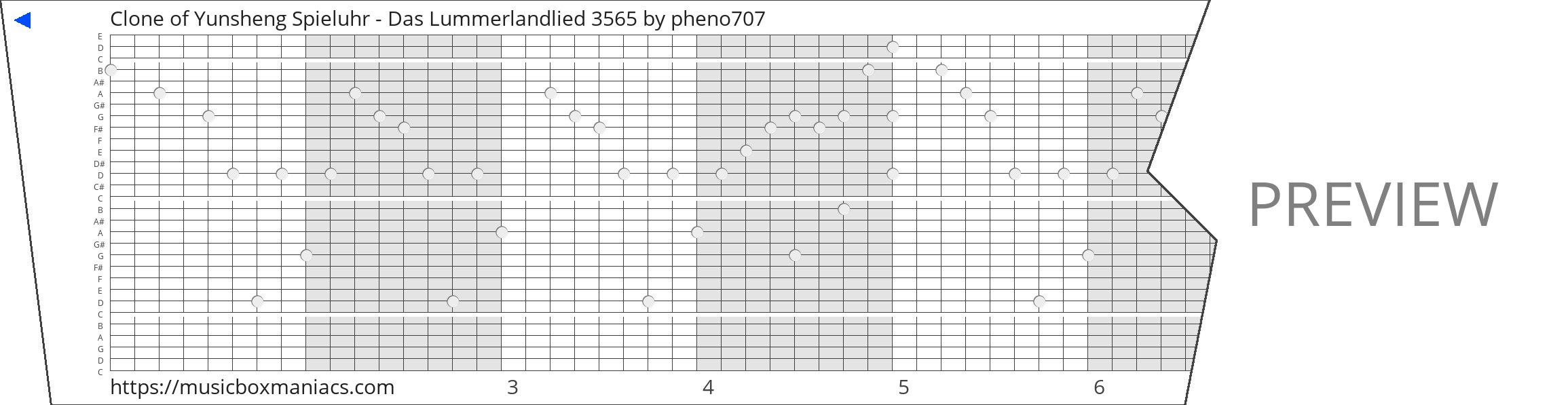 Clone of Yunsheng Spieluhr - Das Lummerlandlied 3565 30 note music box paper strip