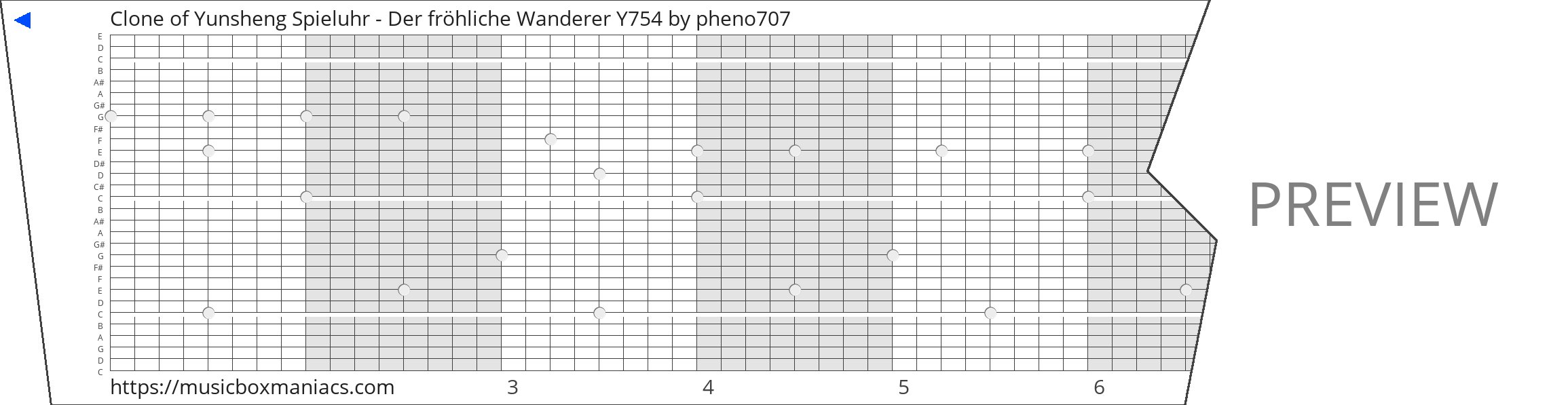 Clone of Yunsheng Spieluhr - Der fröhliche Wanderer Y754 30 note music box paper strip