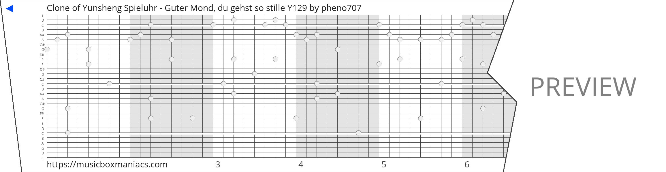 Clone of Yunsheng Spieluhr - Guter Mond, du gehst so stille Y129 30 note music box paper strip