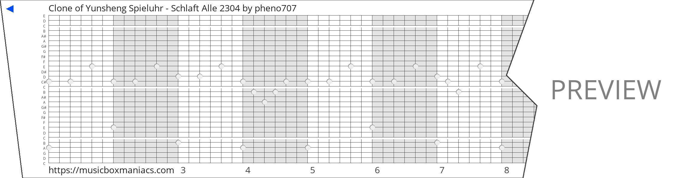 Clone of Yunsheng Spieluhr - Schlaft Alle 2304 30 note music box paper strip