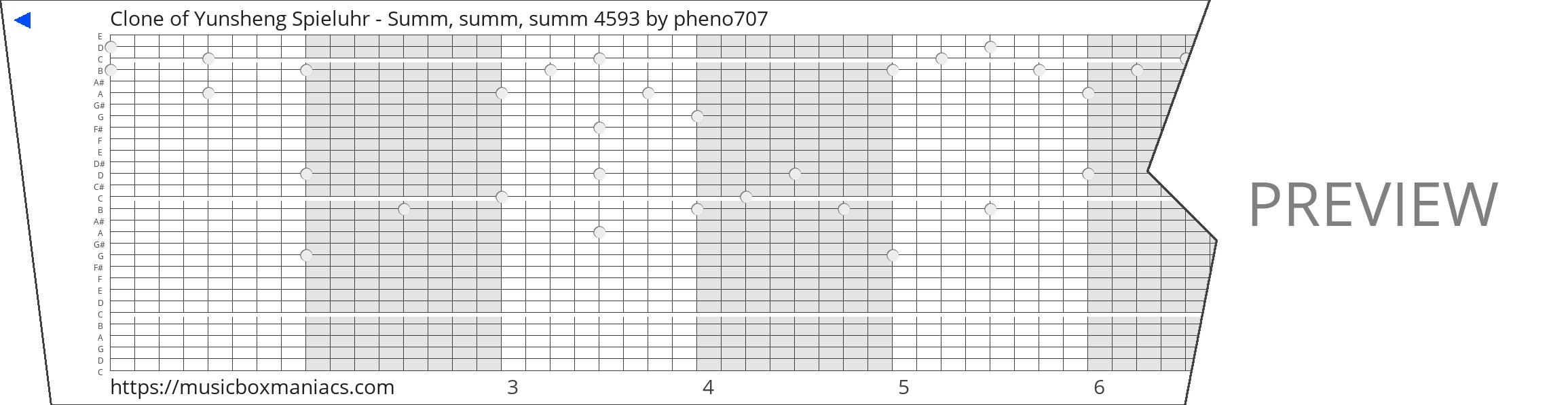 Clone of Yunsheng Spieluhr - Summ, summ, summ 4593 30 note music box paper strip